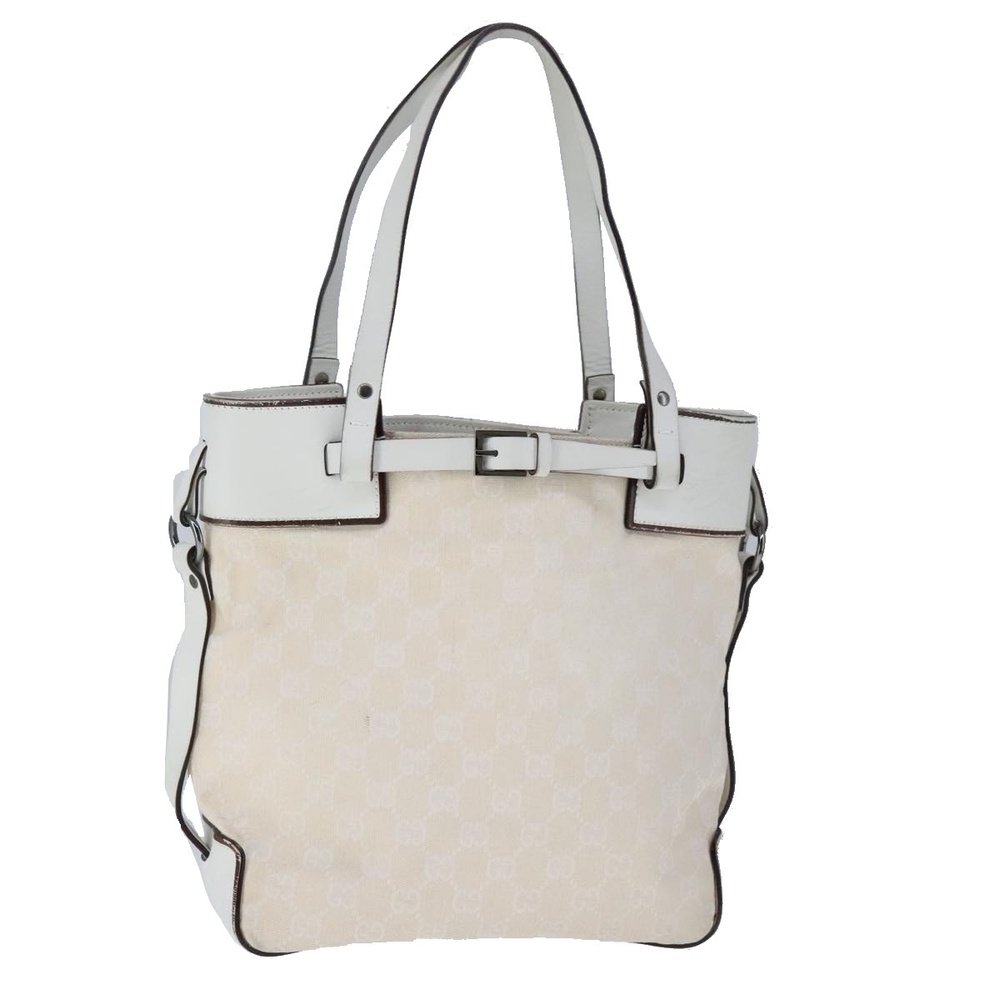 GUCCI GG Canvas Tote Bag Cream White 107757 Auth 106812